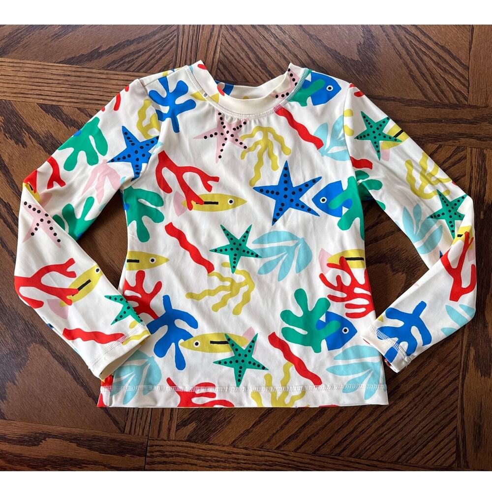 Hanna Andersson Kids Rash Guard in Bright Sea Creatures Print Size 6-7